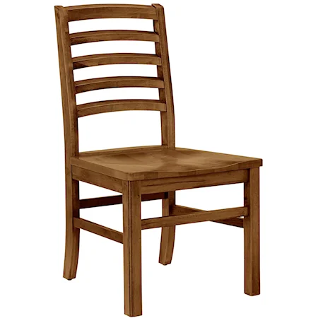 Casual Solid Wood Horizontal Slat Side Chair